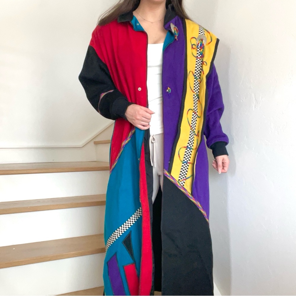 Vintage Marylou Ozbolt Storer Fibrearts Maximalist Long Colorful Coat Medium